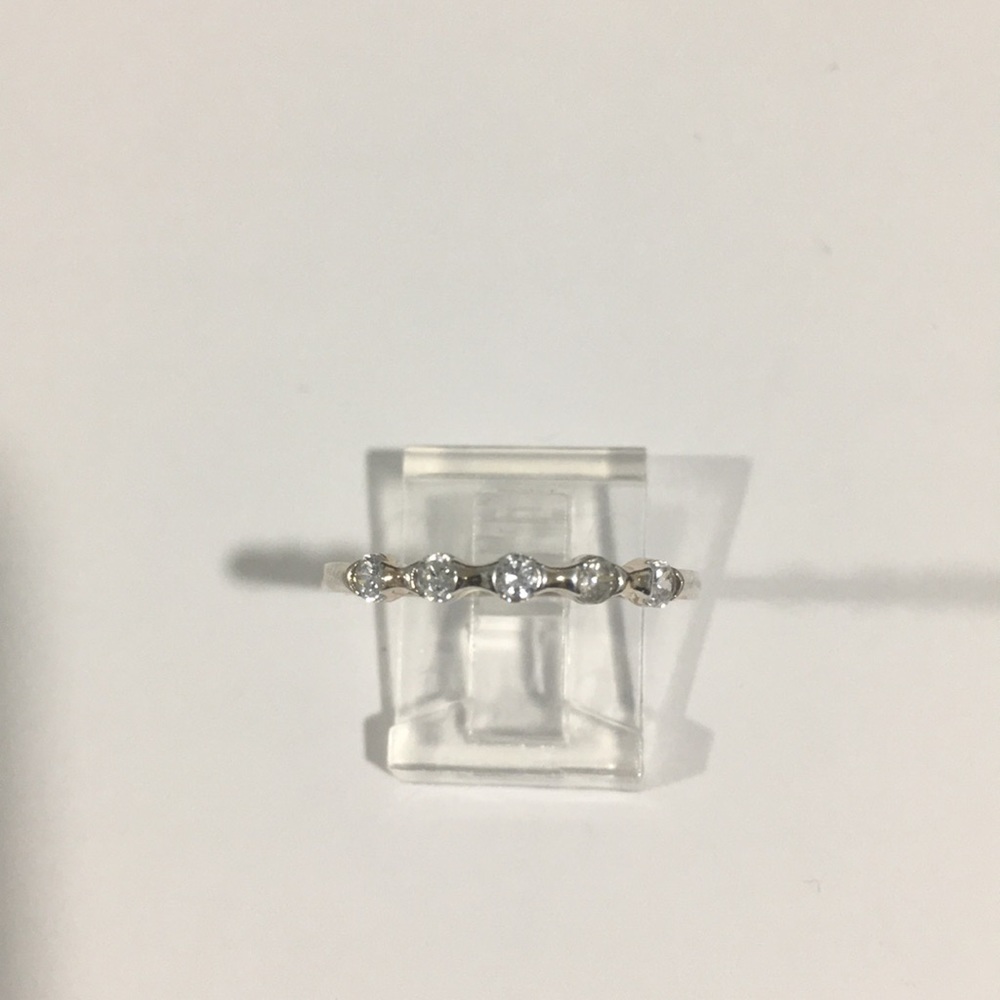 Sterling Silver Five Stone 💎 Wedding 👰 Band Ring